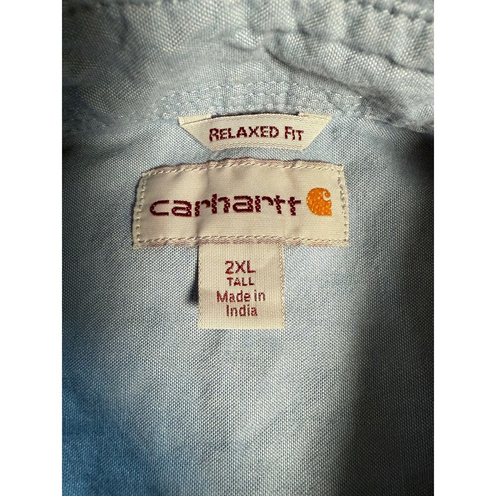 Carhartt Chambray Relaxed Fit Midweight Long Sleeve Shirt Size 2XL TALL Cotton - Picture 8 of 10